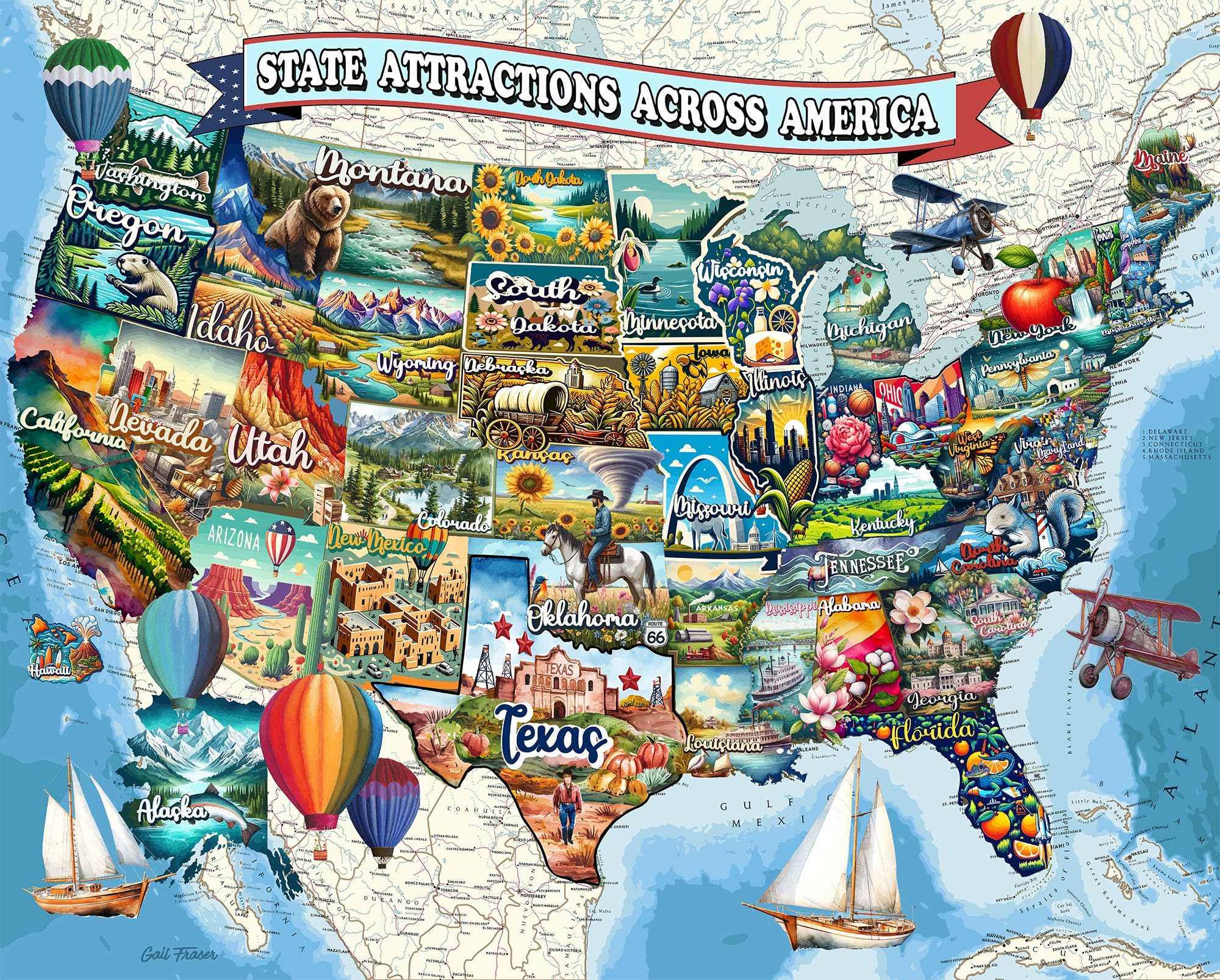 Springbok All American Attactions 1000 Teile Puzzle für Erwachsene - Explore Americas Top Attractions