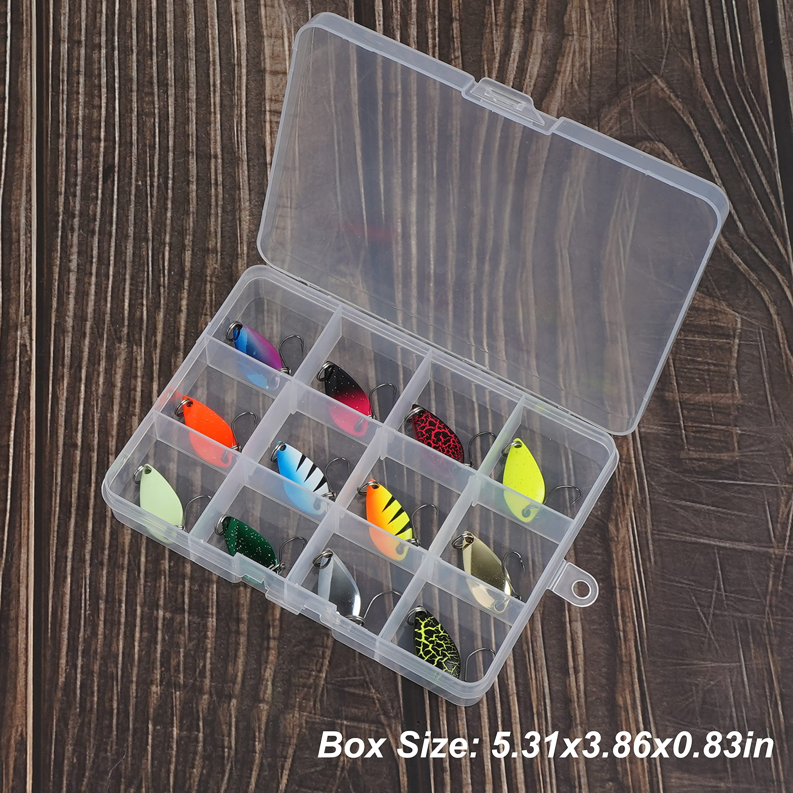 Trout Spoons Lures for Fishing, 12pcs Metal Spoon Jigging Spoon with Single Hook Trout Fishing Lures for Bass Pike Crappie Walleye