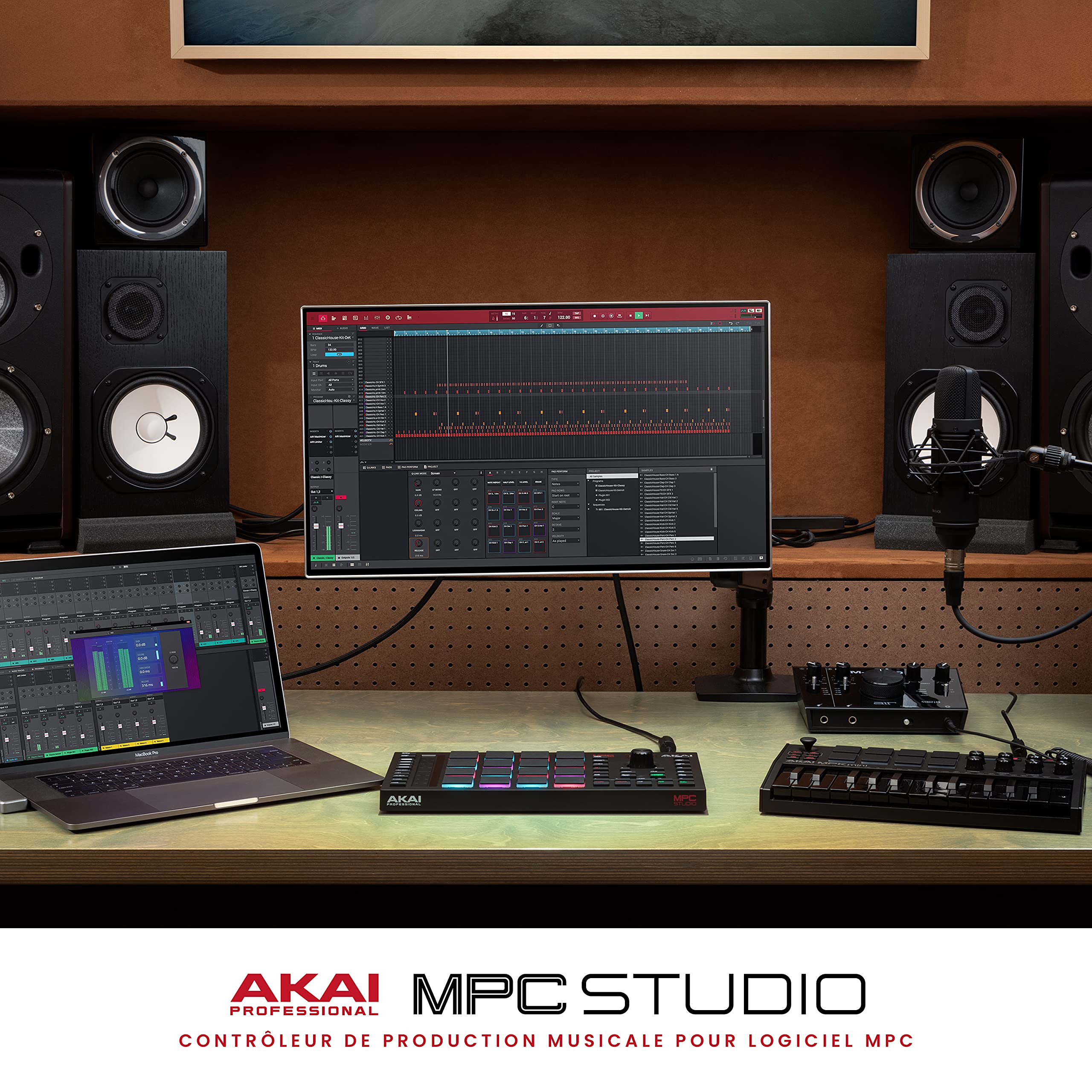 Akai Professional MPC Studio - Contrôleur MIDI Beat Maker avec 16 pads RVB sensibles à la vélocité, logiciel MPC, Touch Strip assignable et écran LCD