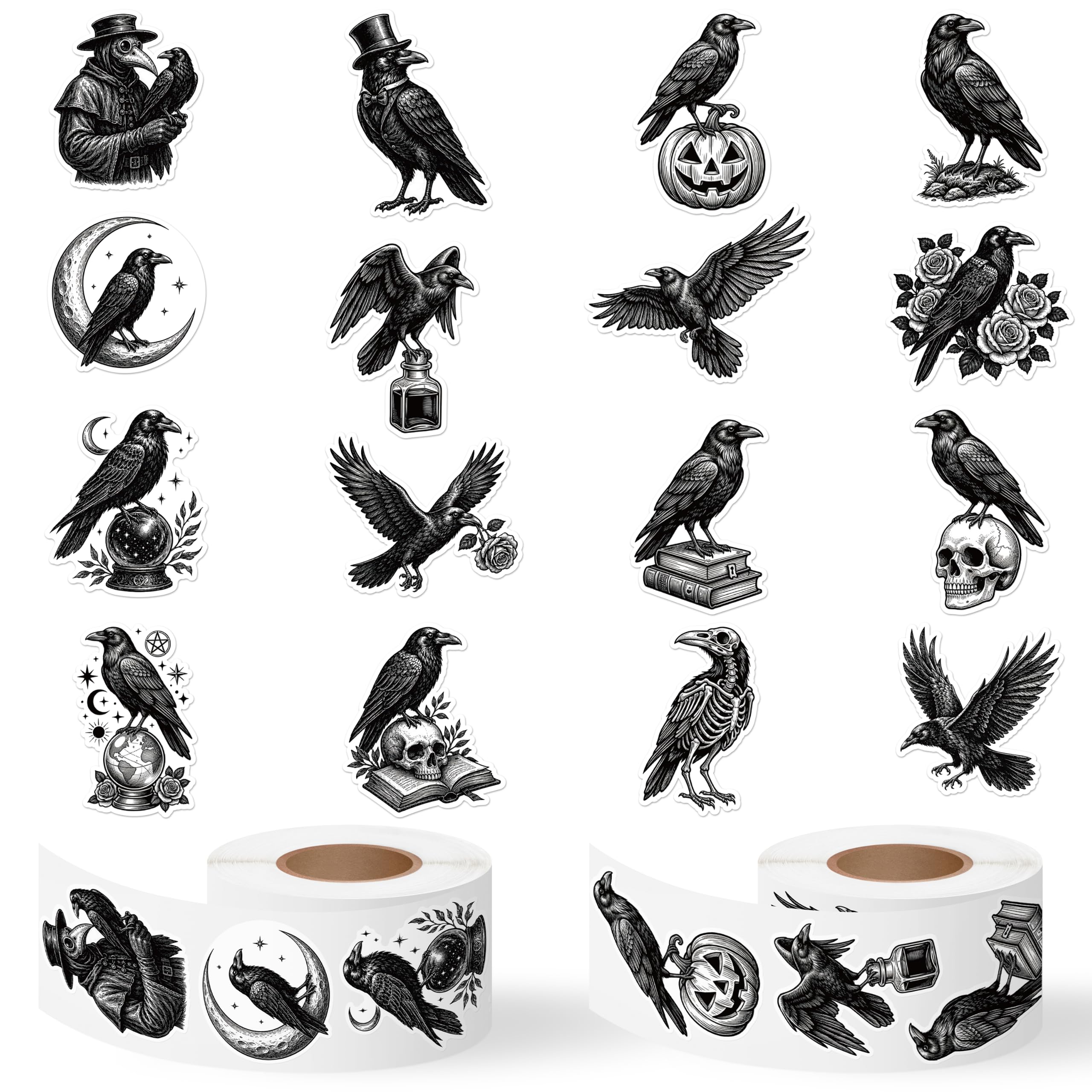 Halloween Raven Bird Sticker for Laptop Water Bottle Scrapbook