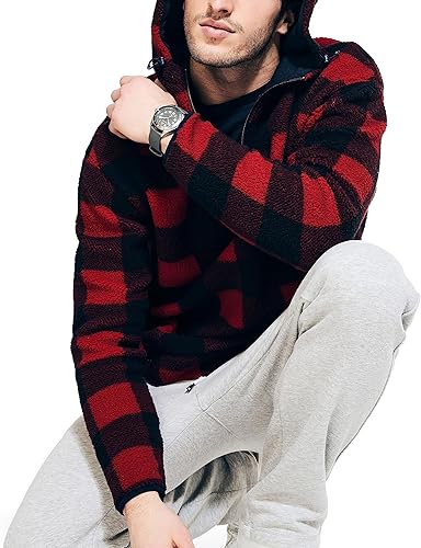 Miniatura 4 de Nautica Sudadera con capucha estampada de piel de oveja sintética para hombre