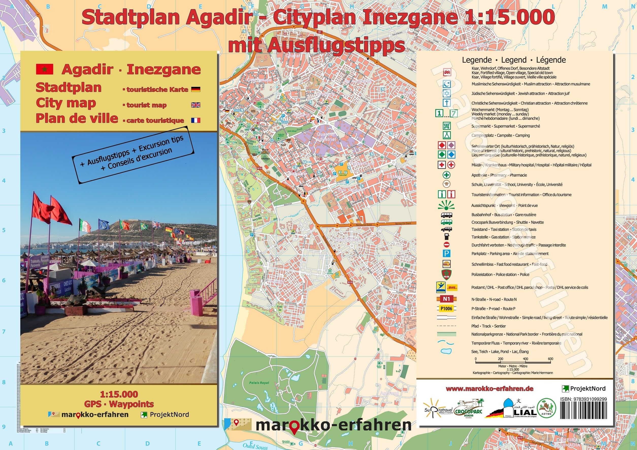 Stadtplan Agadir - Cityplan Inezgane 1:15.000 + GPS-Waypoints: Marokko - Mit Ausflugstipps: SP Agadir