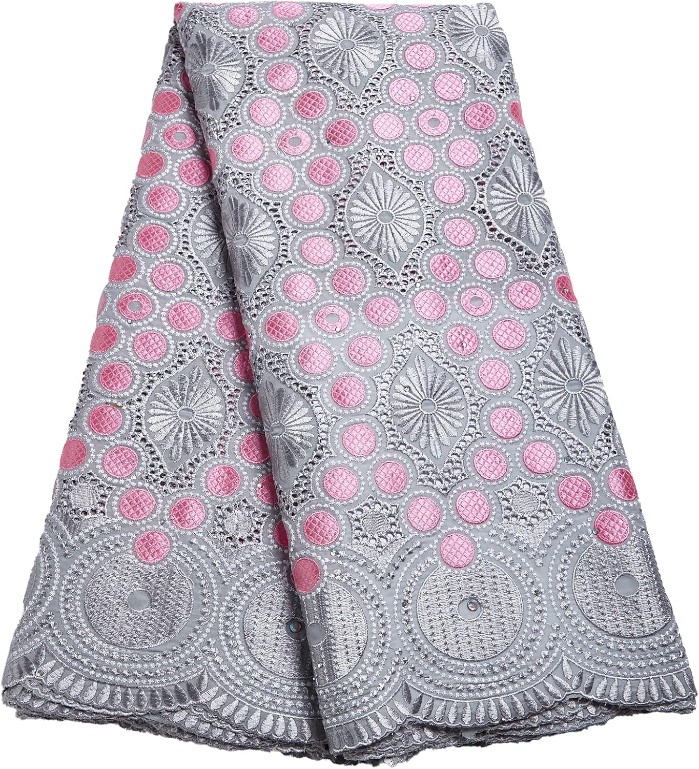 African Lace Fabric 5 Yards, Nigerian Water Soluble Textile Solid Guipure Cord Fabric Raw Material for Party Dress Sewing