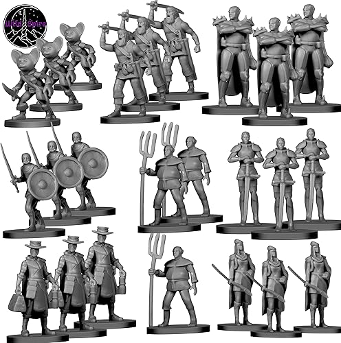 Paquete de 24 miniaturas de enemigos de la ciudad para monstruos DND de 1.102 in de fantasía RPG Ejército Hombres soldados - 8 personajes únicos -