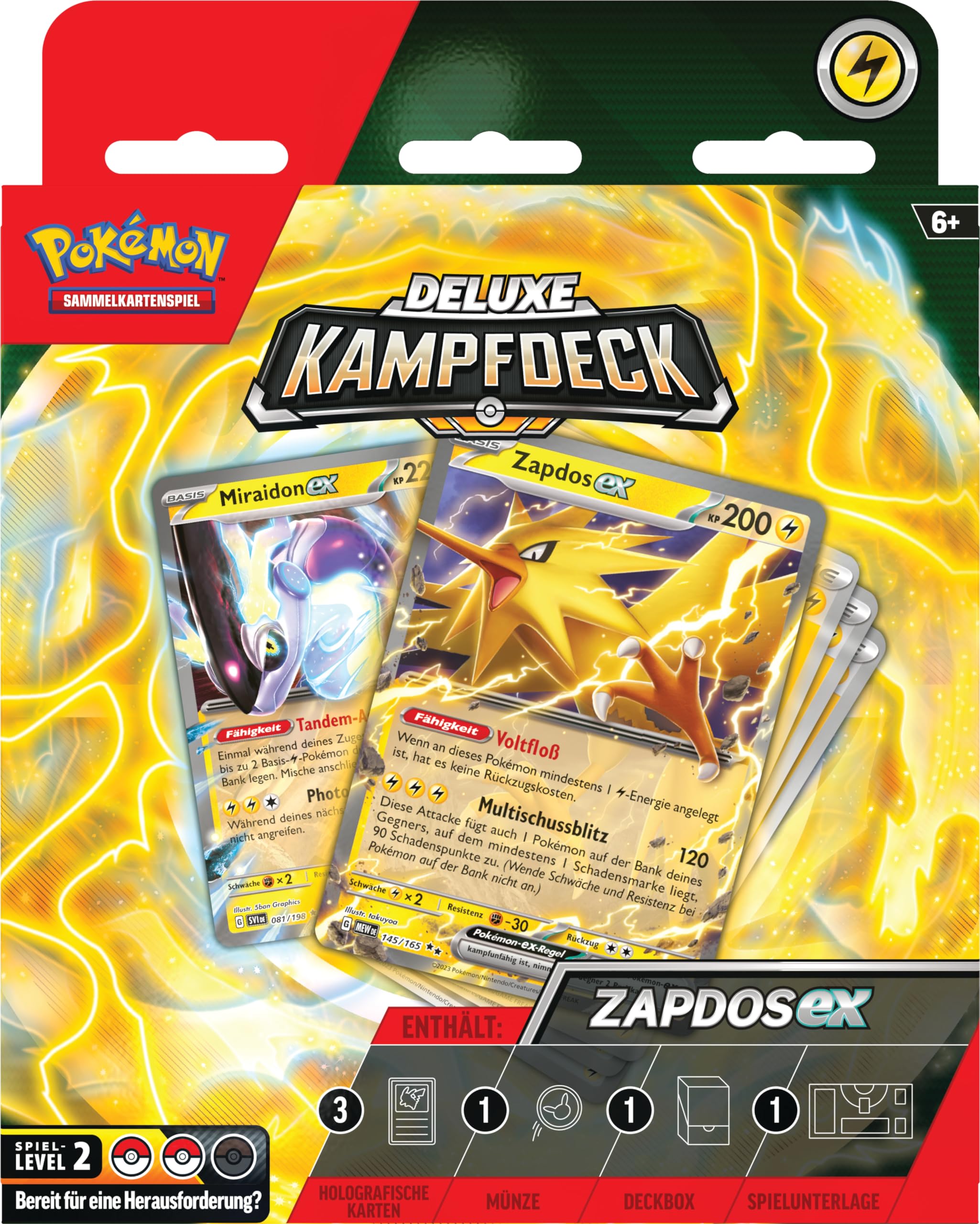 Pokémon-Sammelkartenspiel: Deluxe-Kampfdeck Zapdos-ex (sofort spielbares Deck mit 60 Karten & Zubehör)