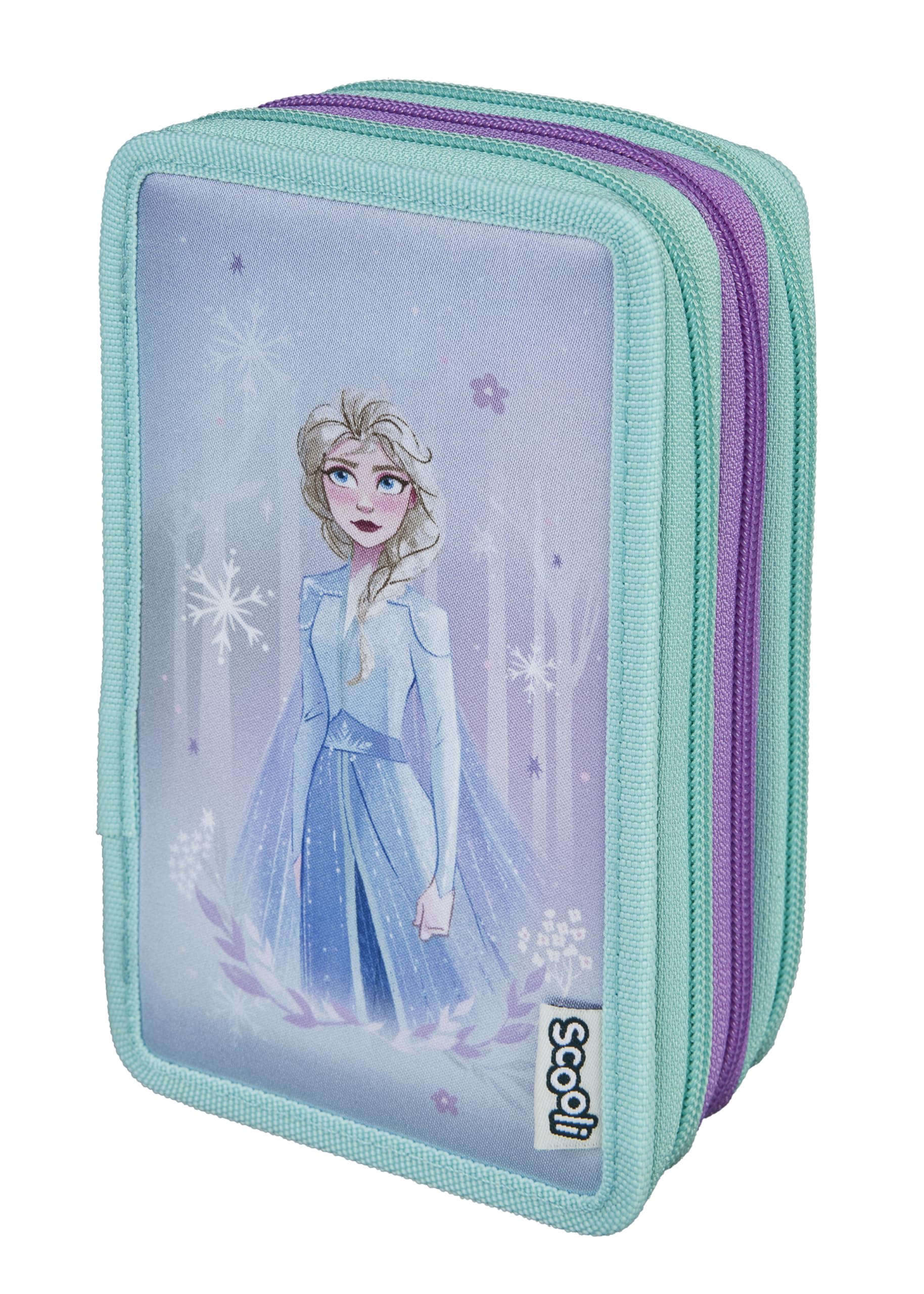 Scooli - Tripledecker Frozen Pencil Case - Large Pencil Case with High-Quality Pens - Practical and Functional - For School and Travel - High Quality - From 6 Years