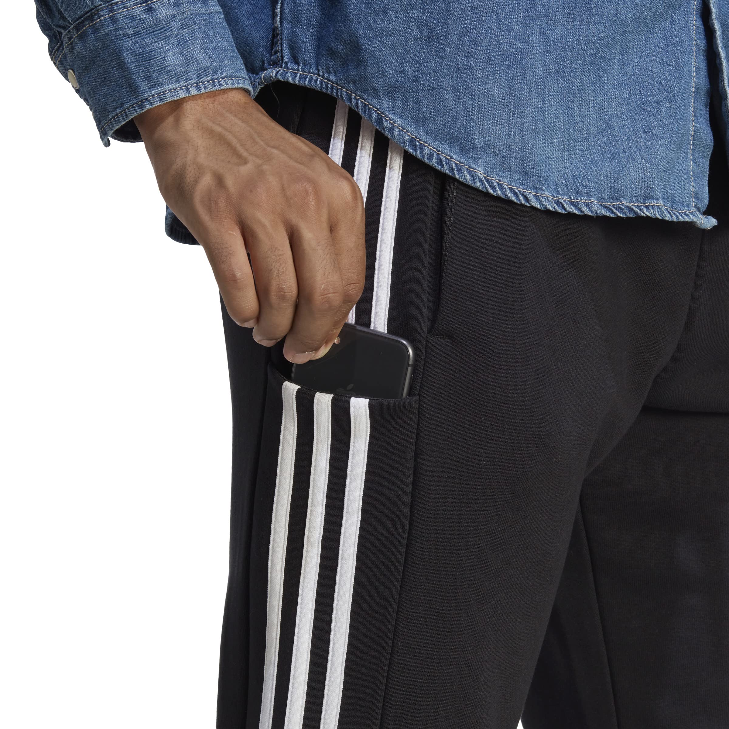 adidas Essentials French Terry Tapered Cuff 3-Stripes Pants - Pants Hombre