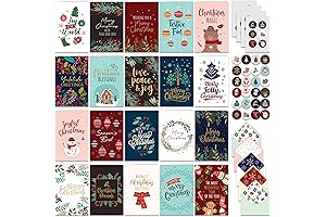Decorably 100 Pack Foiled & Glittery Christmas Cards with Envelopes