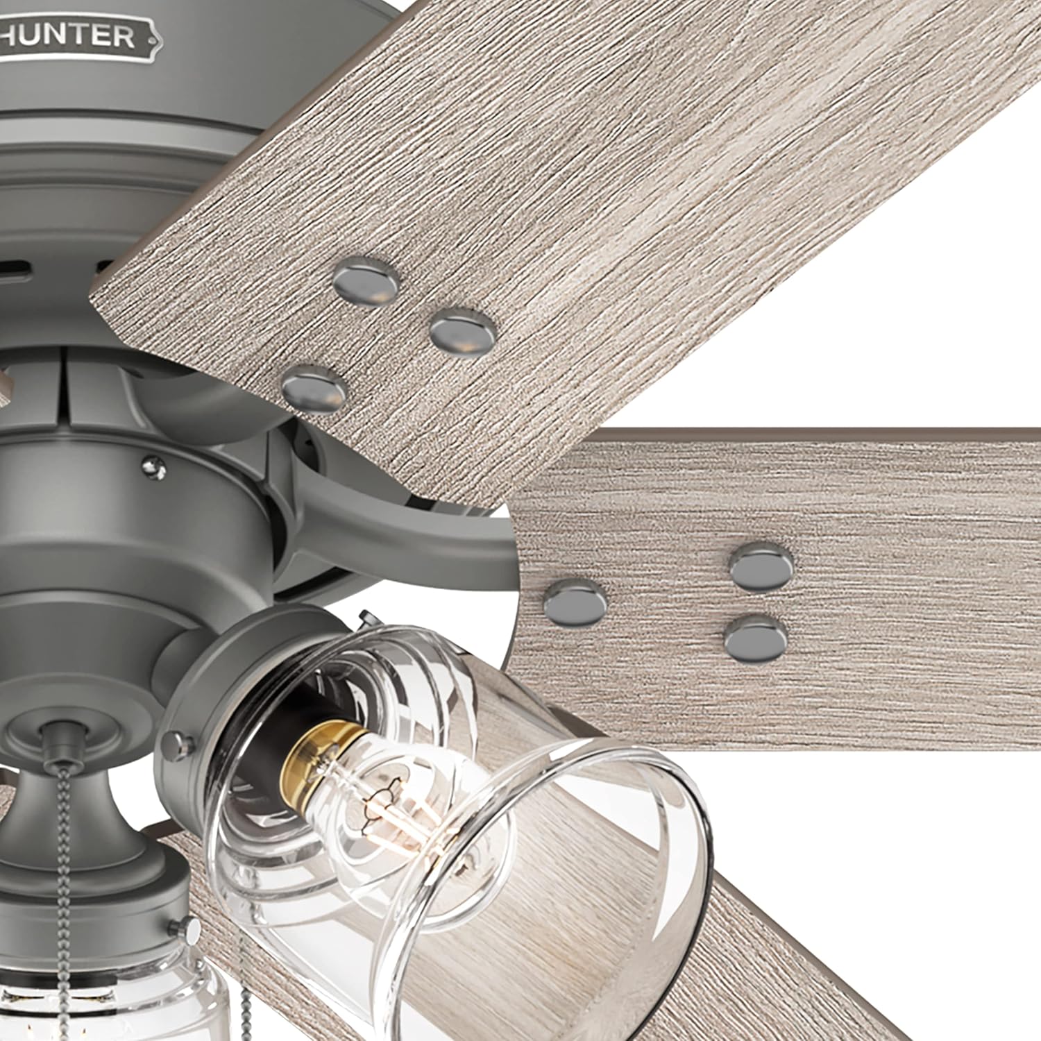 Hunter Fan 52 inch Casual Matte Silver Indoor Ceiling Fan with LED Light Kit and Pull Chain (Renewed)