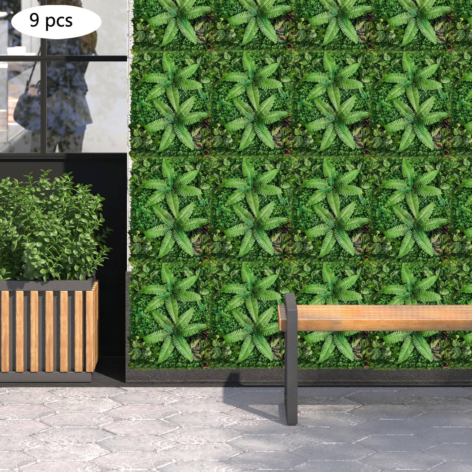 9 pezzi pianta artificiale rettangolare griglia cava siepe artificiale pannelli murali 60x40cm interni/esterno parete vegetale artificiale per patio, portico, schermo intimo