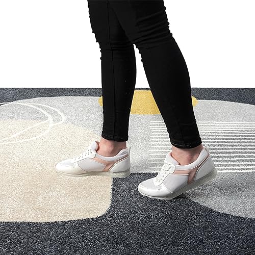 Miniatura 8 de Abani Deco Collection - Alfombra de área, diseño minimalista gris, 5 pies 3 pulgadas x 7 pies 6 pulgadas, fácil de limpiar, duradera para niños y