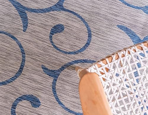 Miniatura 5 de Unique Loom Outdoor Botanical Collection - Alfombra rizada, 7 pies 1 pulgada x 10 pies, rectangular, grisazul marino