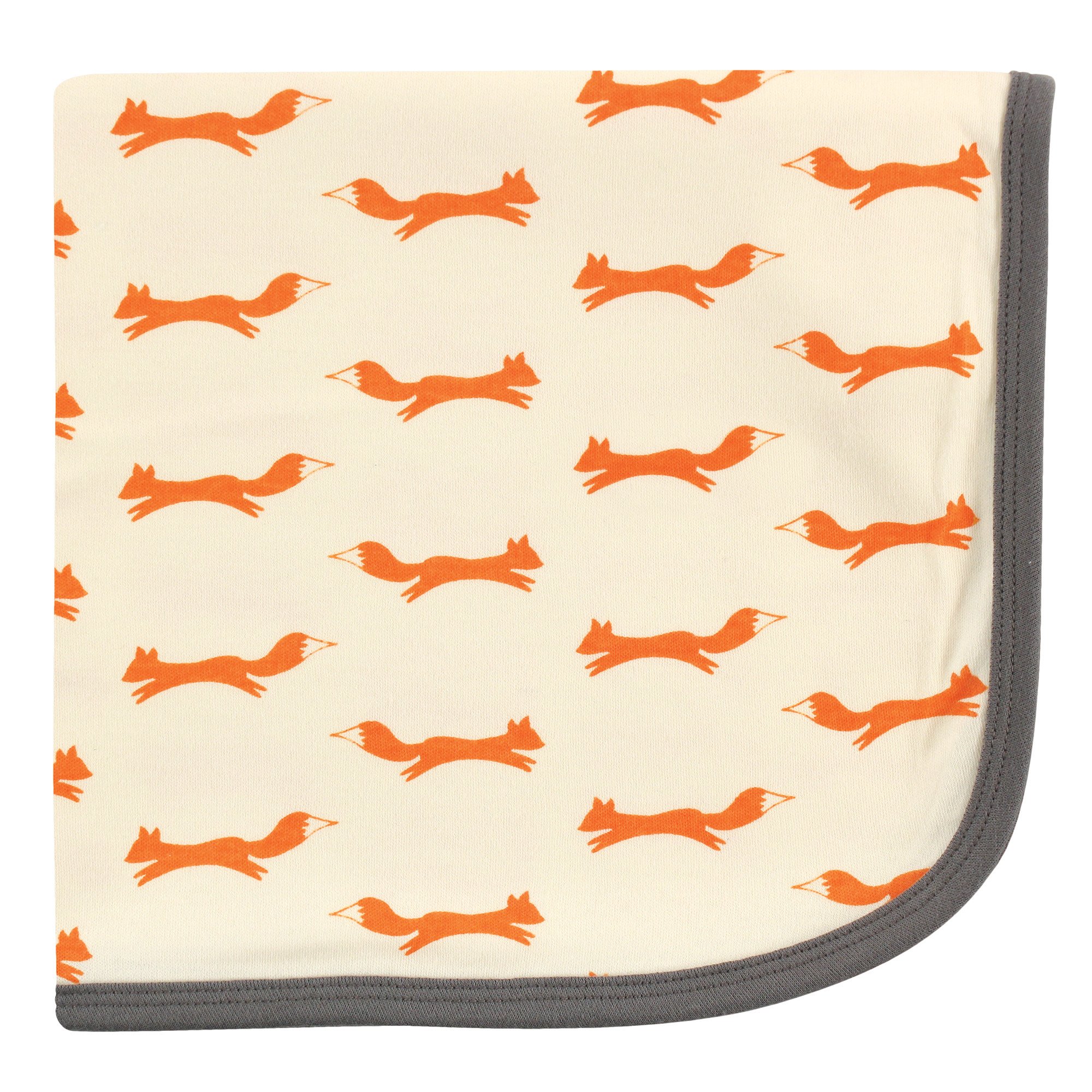 Touched by Nature Unisex Baby Organic Cotton Swaddle, Receiving and Multi-purpose Blanket, Fox, One Size