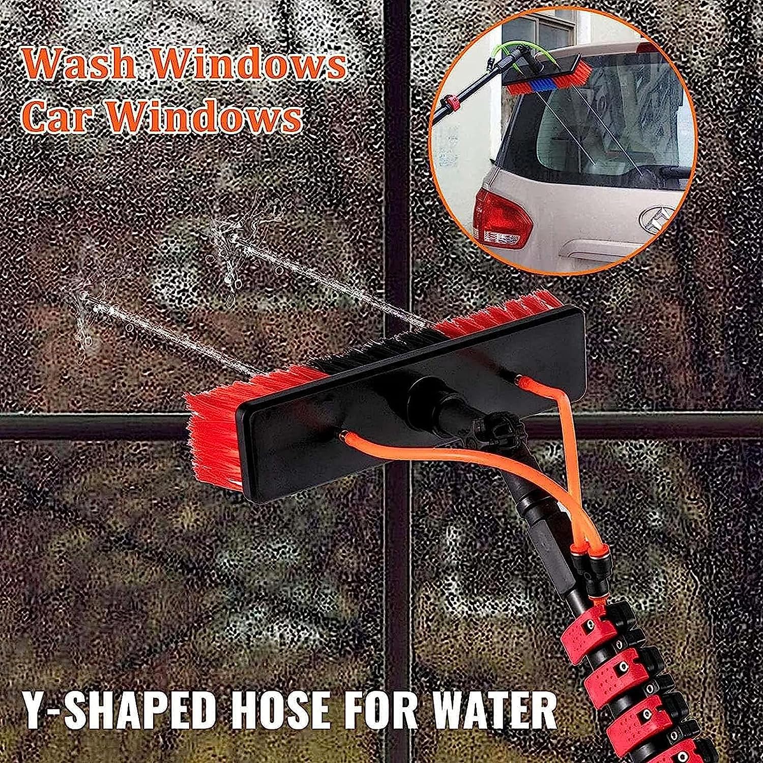 Teles - Kit de barra de limpieza de ventanas de 3,6 11 m, cepillo extensible para techos altos y conserva, herramienta de limpieza profesional de 24 pies para un fácil alcance y brillo sin rayas