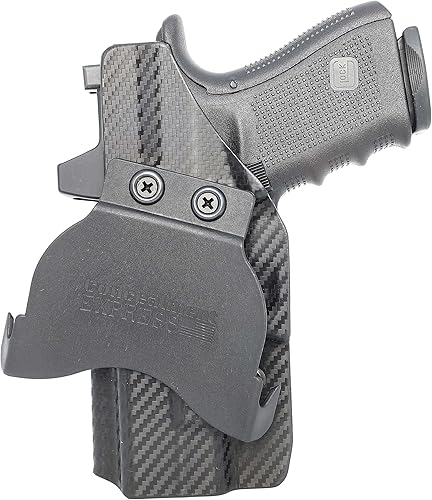 Miniatura 2 de Rounded by Concealment Express OWB Paddle KYDEX Funda compatible con Glock 171919X2223262731323345 (G1-5)  Derecha  Fibra de carbono negro