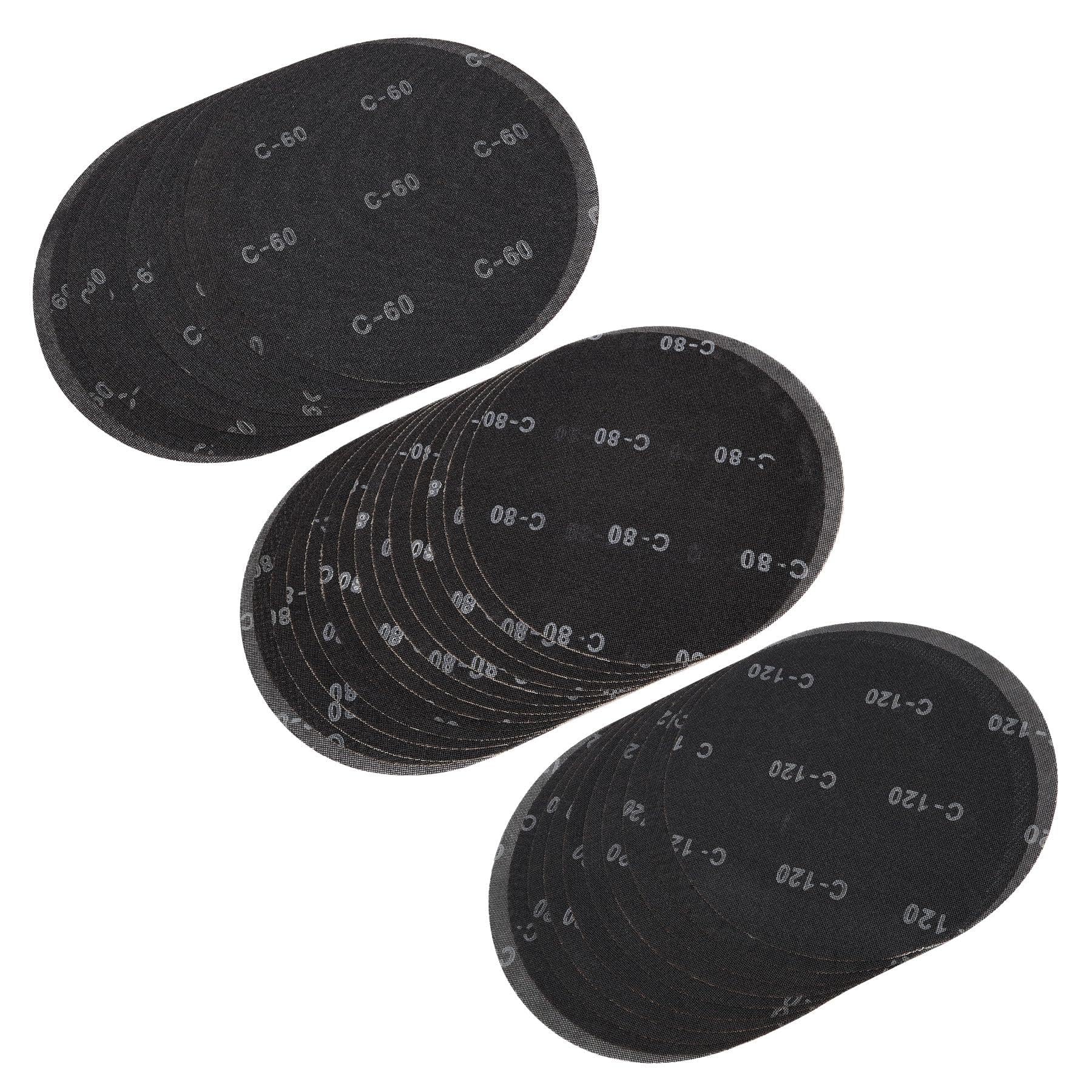 HUAALIUCHE 17-Inch Floor Sanding Screen Discs (30-Pack Variety Kit) | 10x 60 Grit, 10x 80 Grit, 10x 120 Grit | Heavy-Duty Silicon Carbide Mesh for Wood, Concrete, Reusable Buffer Pads