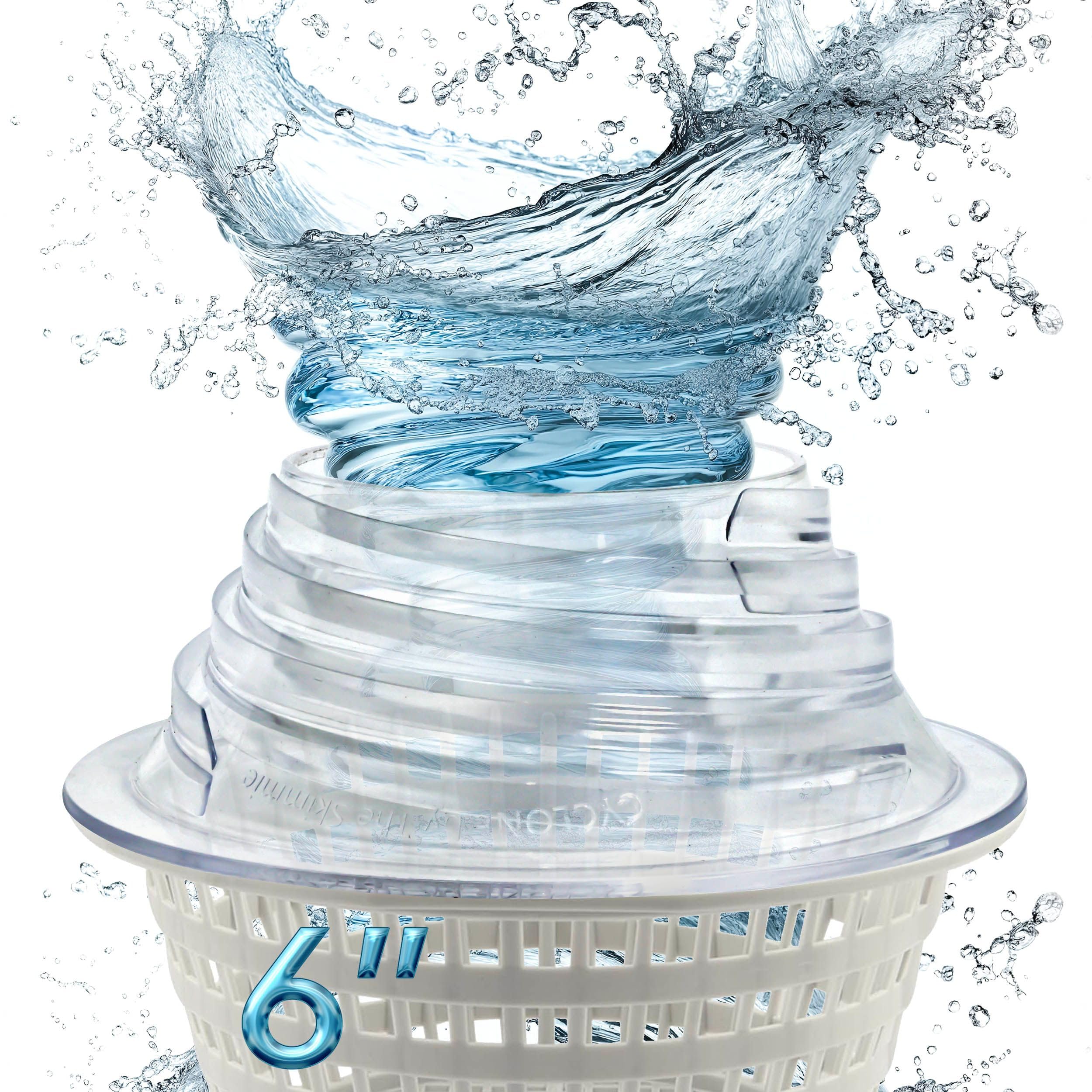 The Skimmie Cyclone 6" - ONLY for Above Ground Pools - Turbocharges Pool Skimmer Water Flow - Improves Pool Surface Cleaning - Pool Accessories & Pool Skimmer 6" Basket Design. *Basket NOT Included.