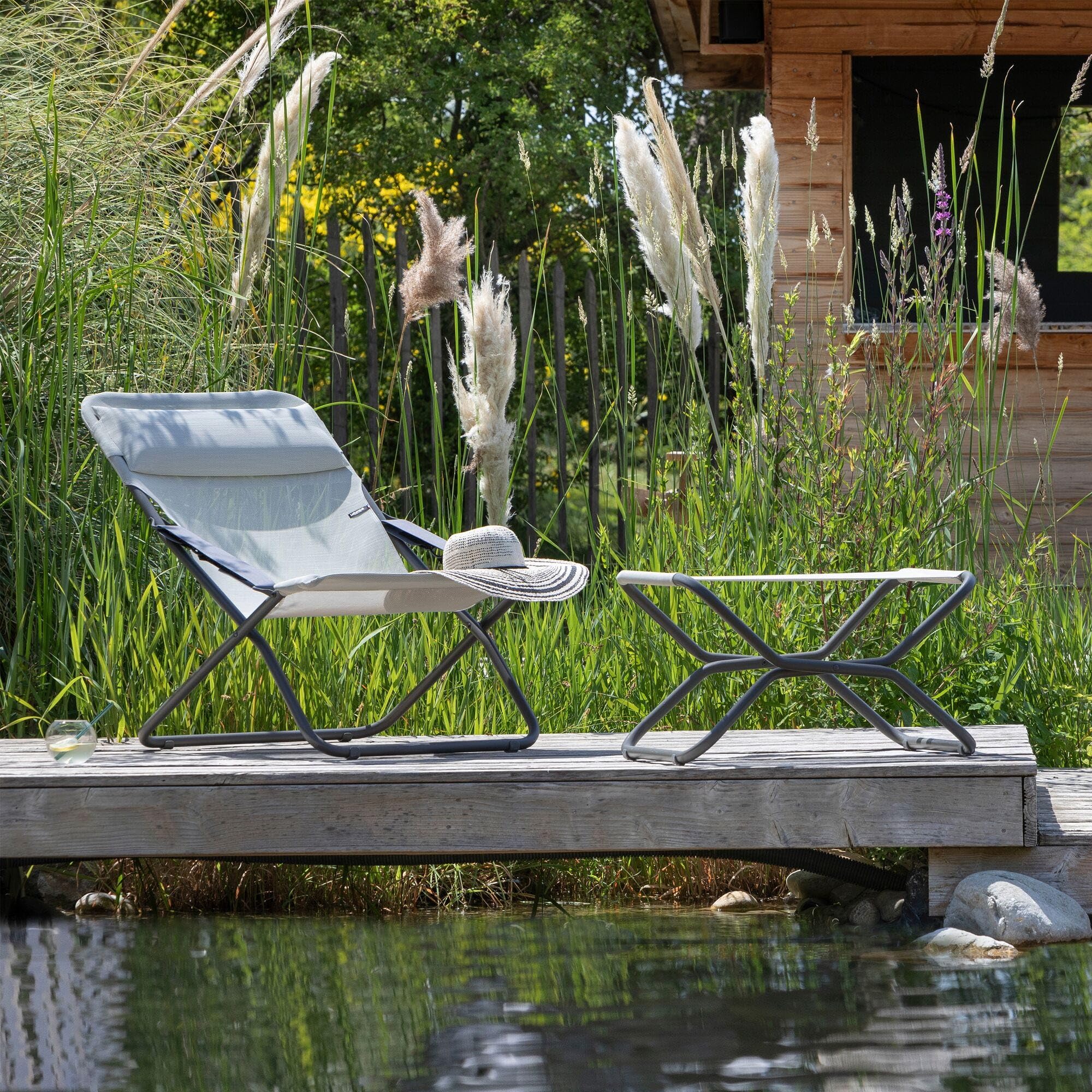 Lafuma Mobilier Reposapiés/Taburete, Next, Batyline, Color Seigle II, LFM2718_9868 66 x 51 x 35 cm