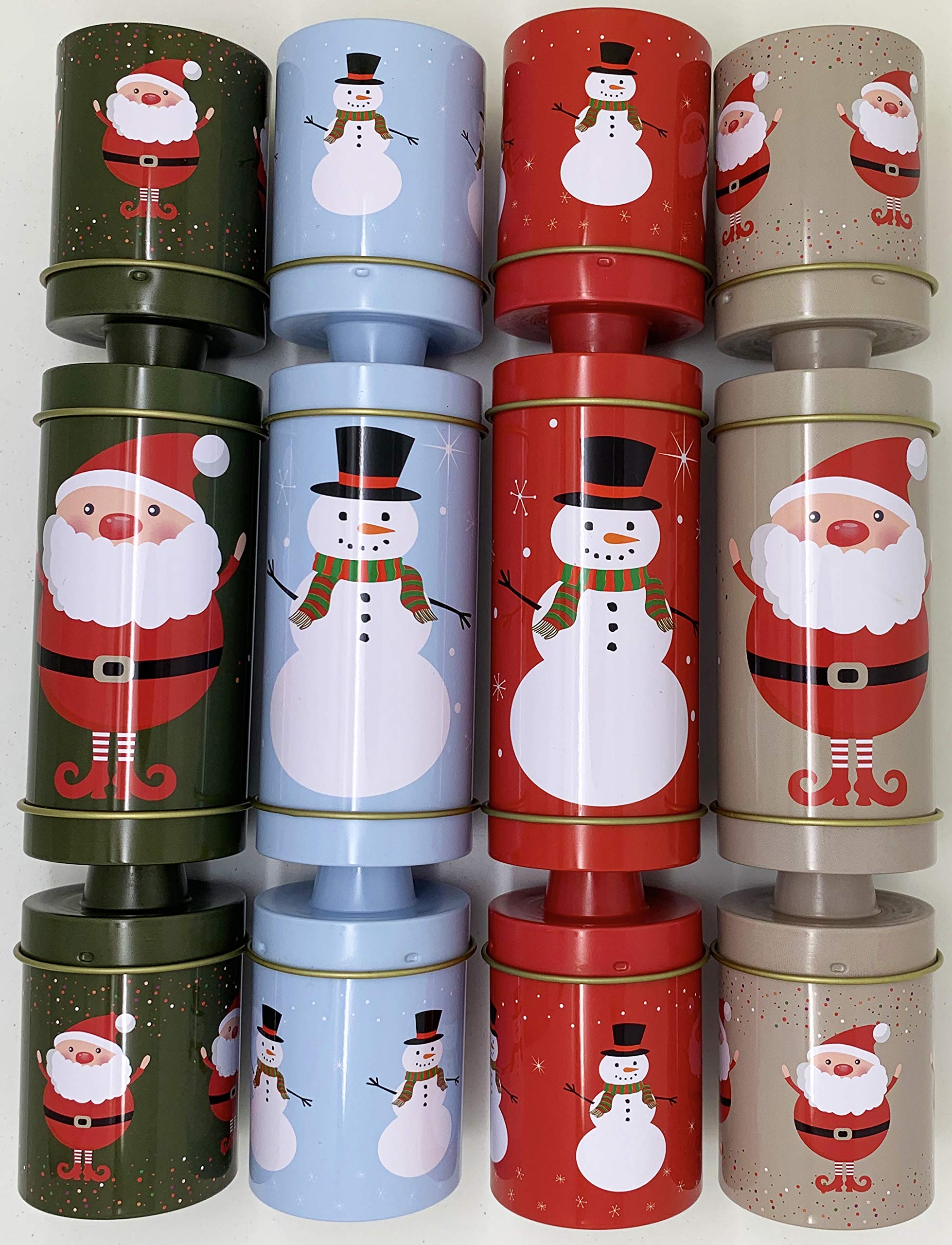 Crackers Ltd Multicolor Set Of 4 Reusable/Recyclable Tin Christmas Crackers - Hats And Jokes Starter Pack Included