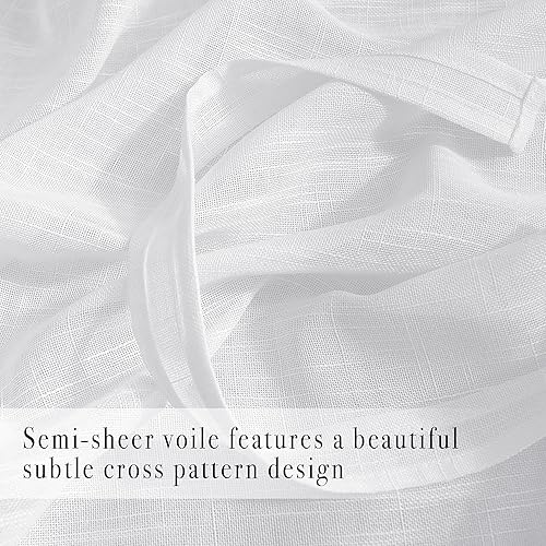 Vista 5 de PONY DANCE Cortinas de ventana de baño, pantalla con lazo para dormitorio, filtro de luz, semitransparente, cortinas romanas elegantes para Blanco