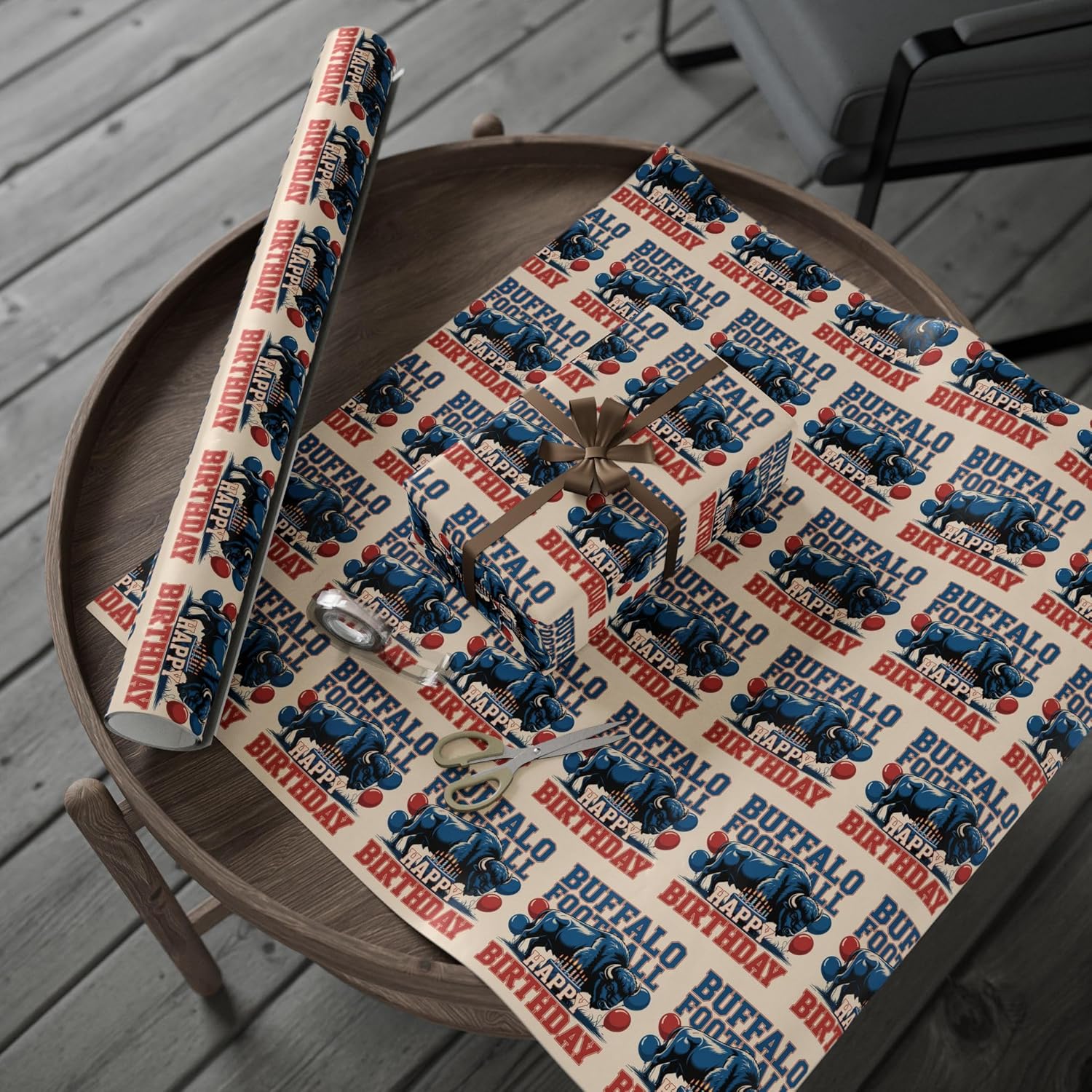 Buffalo Football Happy Birthday Sports Gift Wrap, Holiday Present Wrap, Christmas Gift Wrap, Gift Packaging