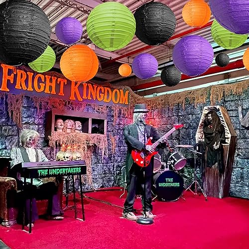 Miniatura 7 de 18 linternas de papel para decoración de fiesta de Halloween, varios tamaños, linternas colgantes redondas para festivales, Halloween, interiores y