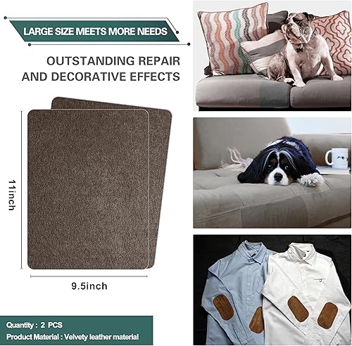 Vista 37 de Azobur Parche de reparación de sofá, parche de microfibra de gran tamaño, tela autoadhesiva, combinación súper rentable (marrón)