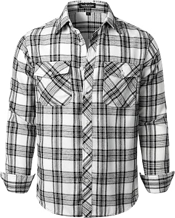LucMatton Mens Plaid Flannel Shirt