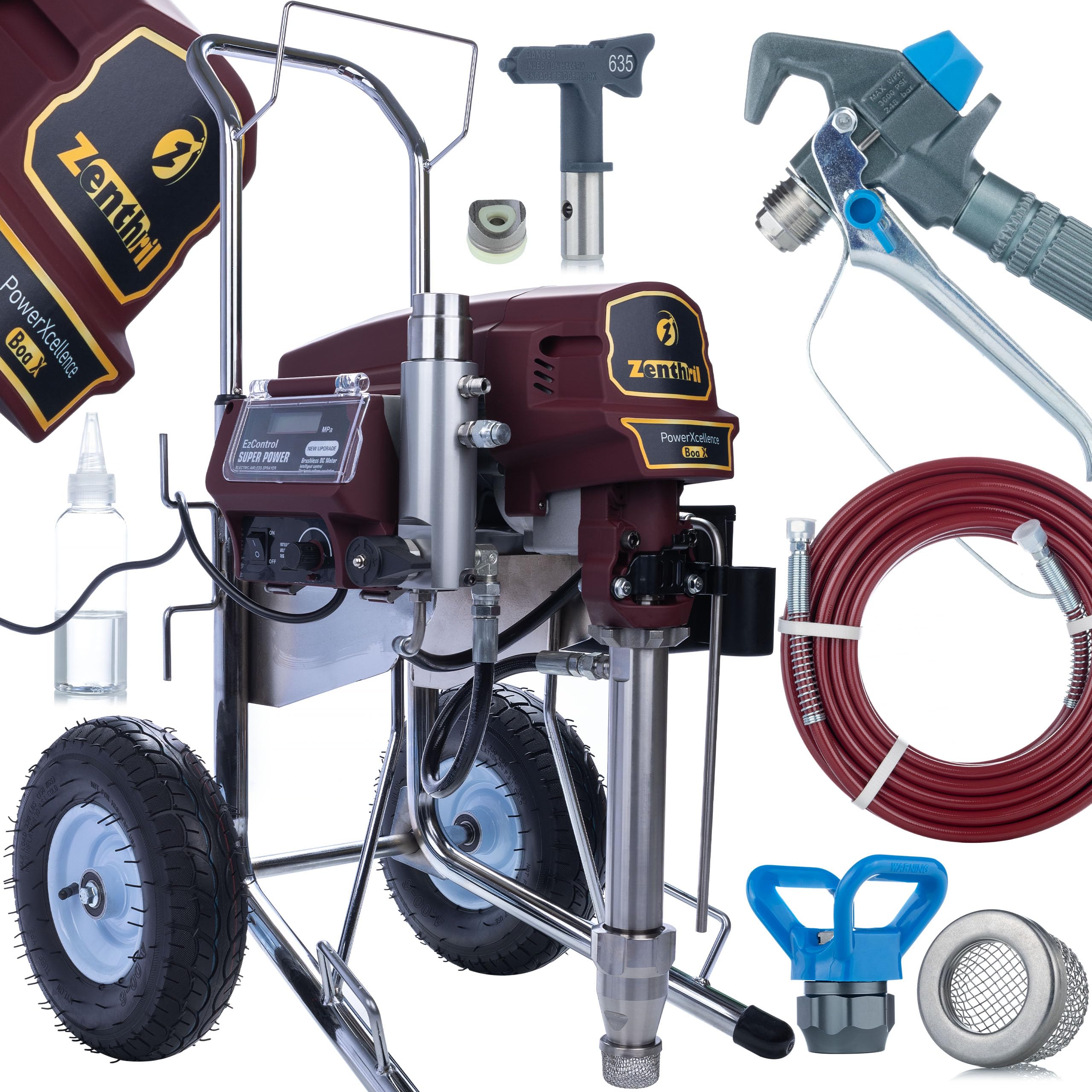 Zenthril Boa X - Masilla y pintor (3500 W, presión máxima: 20 MPa, diámetro máximo de la boquilla 0,039", caudal 6 l/min, para pintura y masilla | Serie profesional PowerXcellence