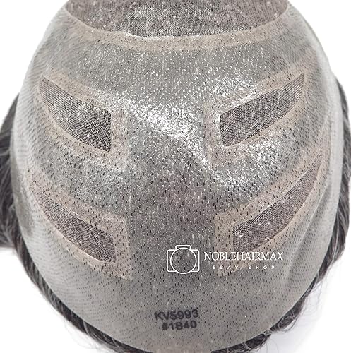 Miniatura 6 de Unidad de sistema de reemplazo de cabello para hombre, tupé duradero, línea capilar natural, cabello real para caballeros, encaje frontal francés y