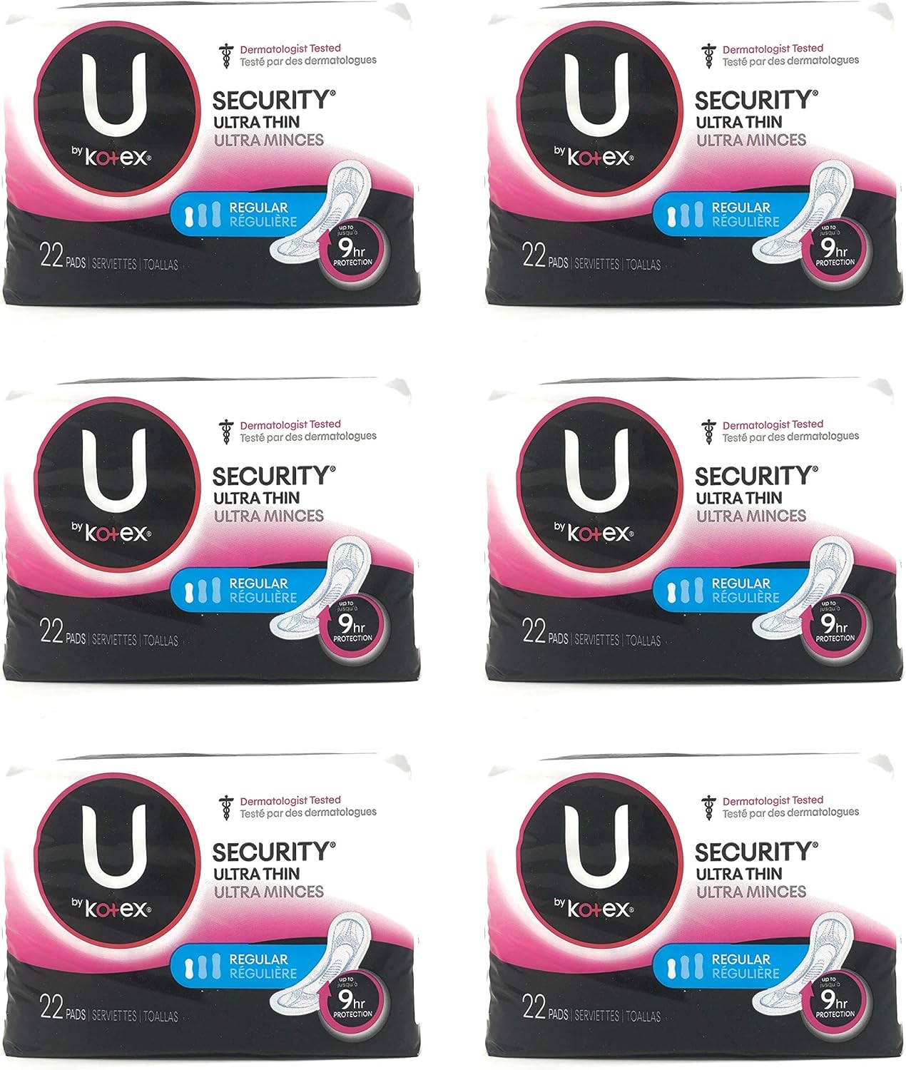 U By Kotex Security Ultra Thin Regular With Wings 22ct