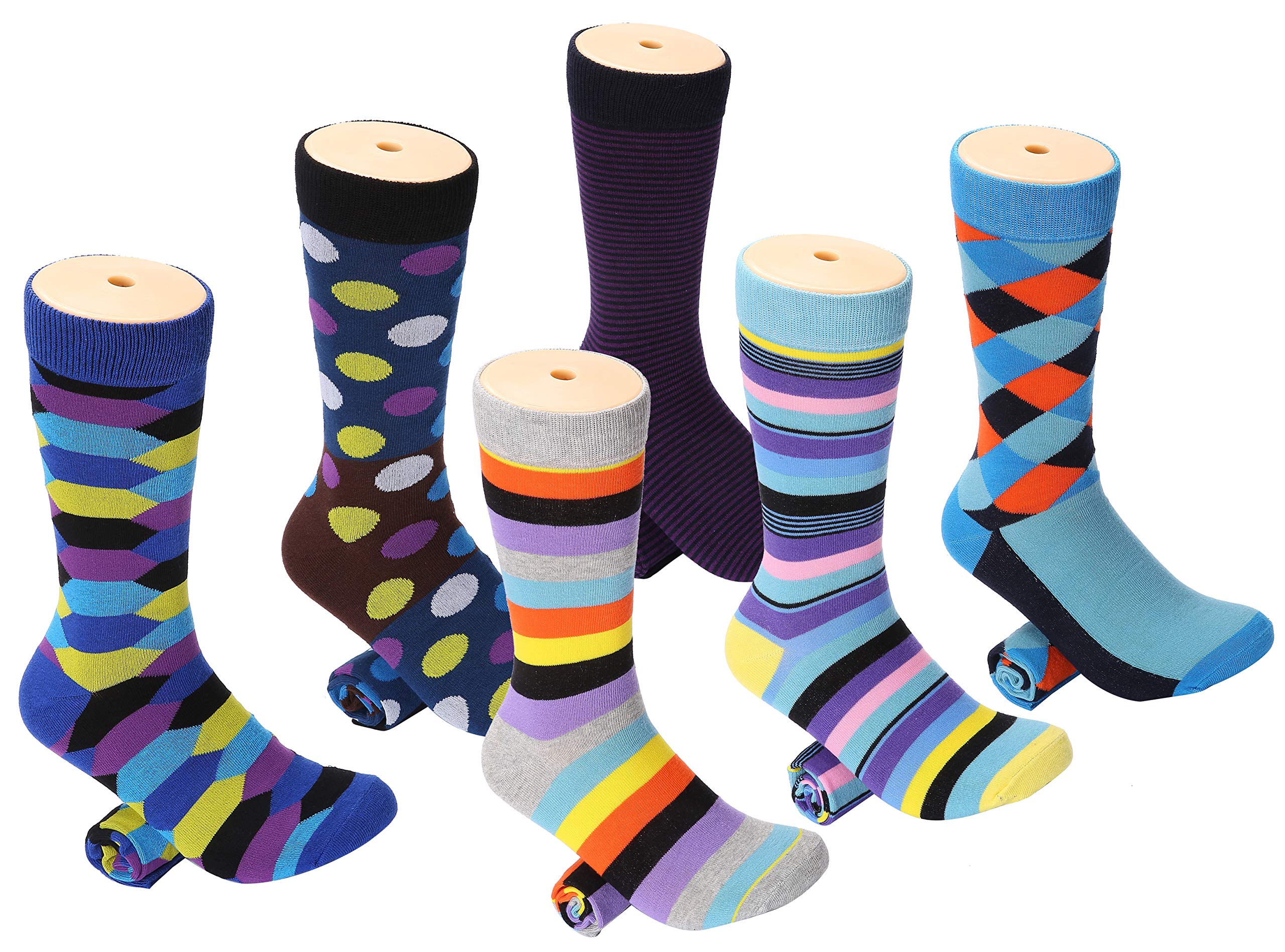 Marino Mens Dress Socks - Fun Colorful Socks for Men - Cotton Funky Socks - 6 Pack