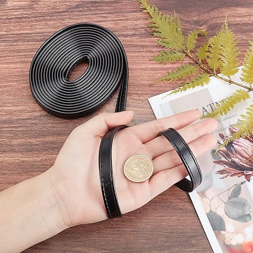Miniatura 3 de GORGECRAFT Correas de tira de cuero de doble cara de 118 pulgadas, cordón plano de 0.5 pulgadas de ancho, cuerda de cuero para hacer bolsas,