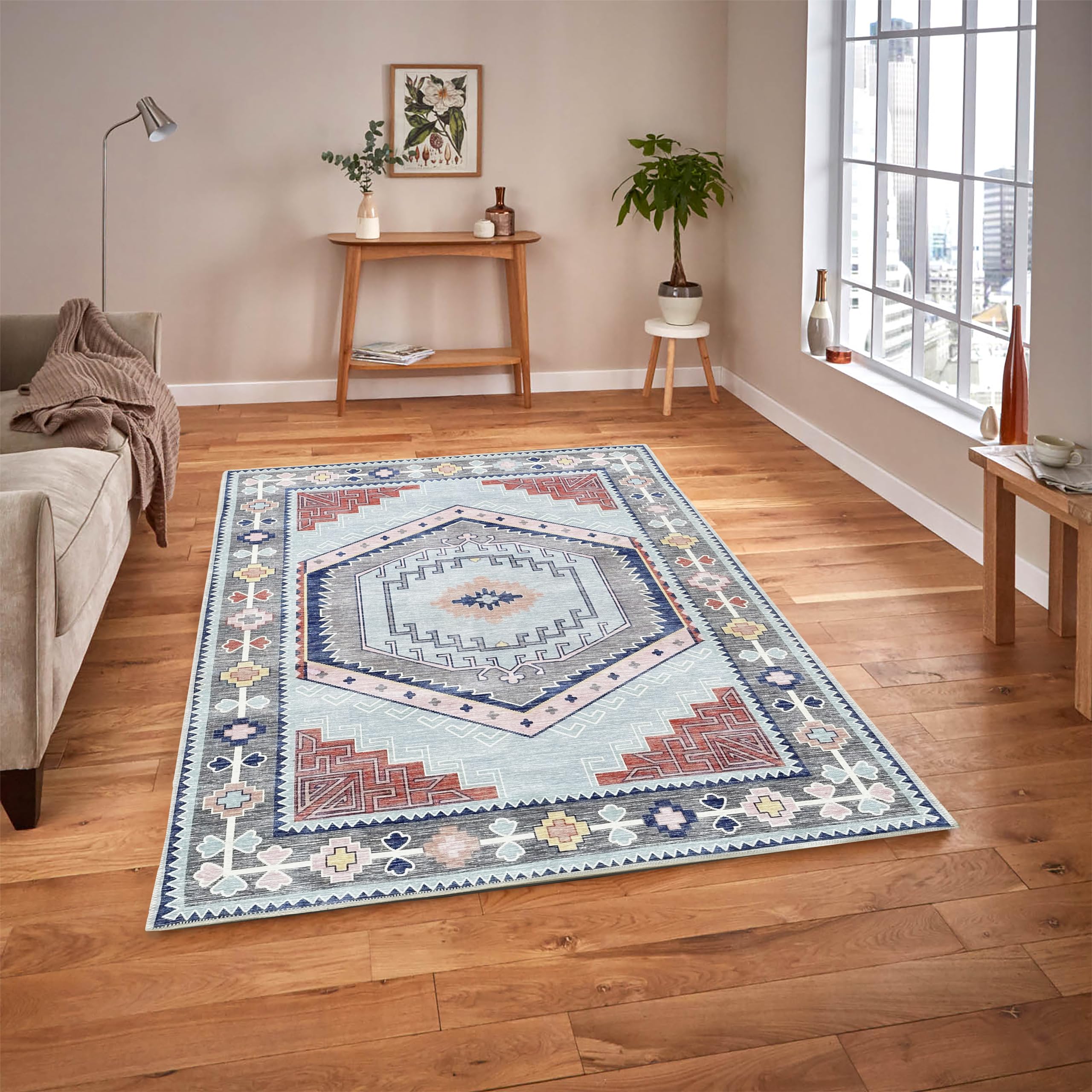 Vintage-Teppich Mit Used-Look – Waschbar & Strapazierfähig Für Wohnzimmer, Flur & Mehr