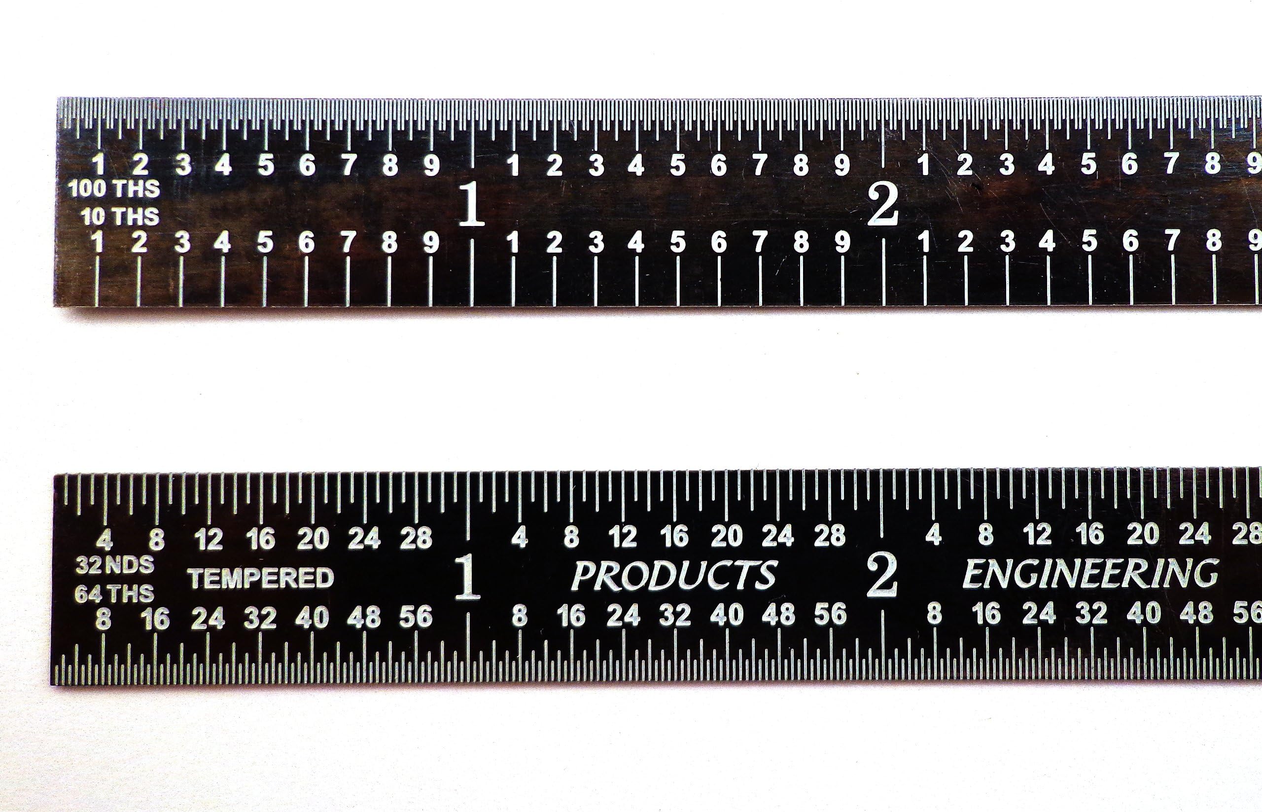 PEC Tools 12 Inch 5R Flexible Black Chrome, High Contrast Machinist Ruler with Markings 1/10 Inch, 1/100 Inch, 1/32 Inch and 1/64 Inch (Оne Расk)