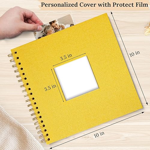 Vista 21 de Funda de lino para álbum de fotos, 10 x 10 pulgadas, tapa dura, papel de estraza blanca, libro de memorias, para viajes, bodas, libro de invitados