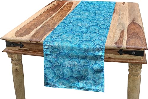 Ambesonne Grunge Camino de mesa, rizos de mar espirales con ondas de océano en espiral con gráfico retro degradado náutico, bufanda rectangular para disponible en Yaxa Colombia