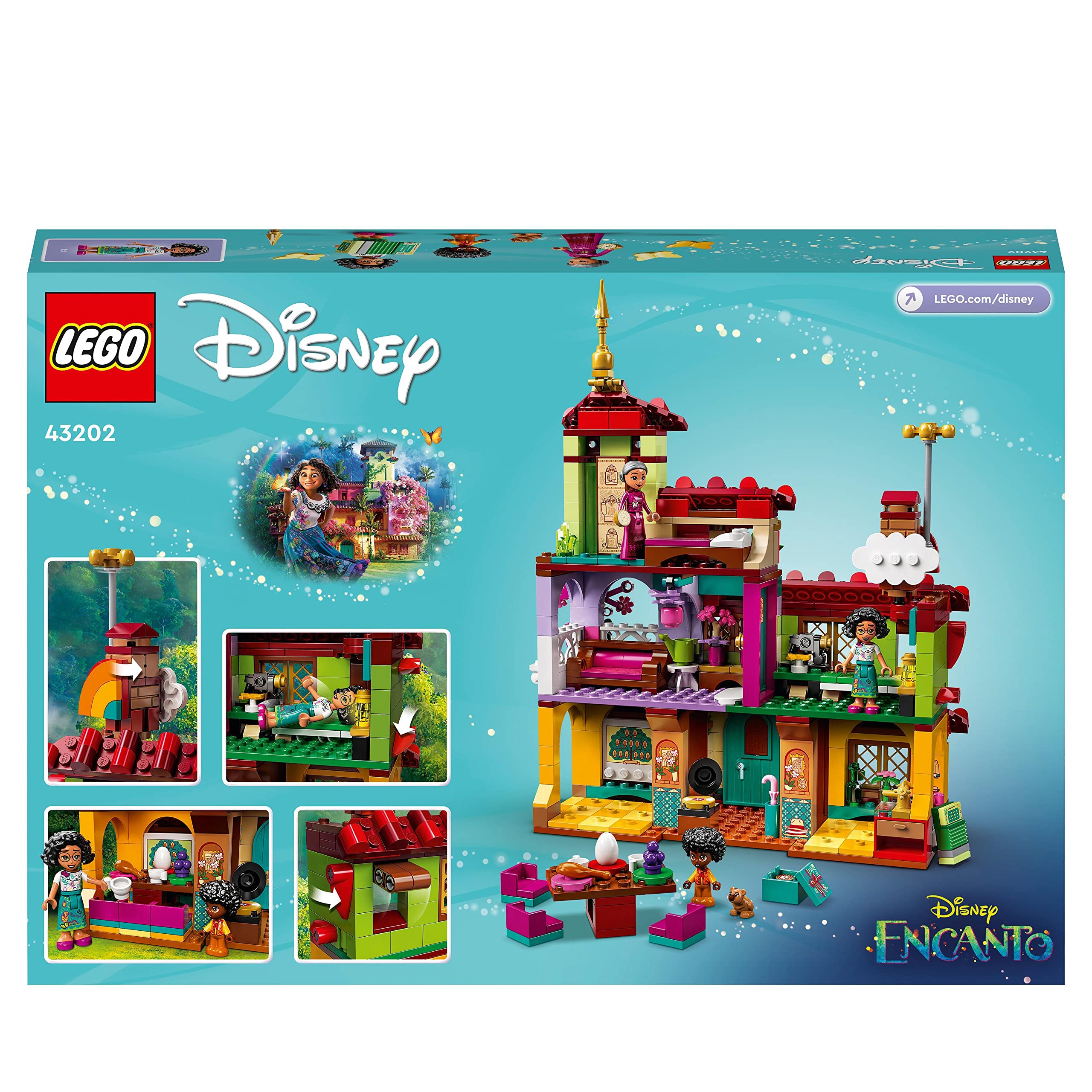 LEGO 43202 Disney Casa Madrigal, Juguete de Construcción, Película Encanto, Mini Muñecas Mirabel, Antonio y Abuela, Regalos Navidad para Niñas y Niños