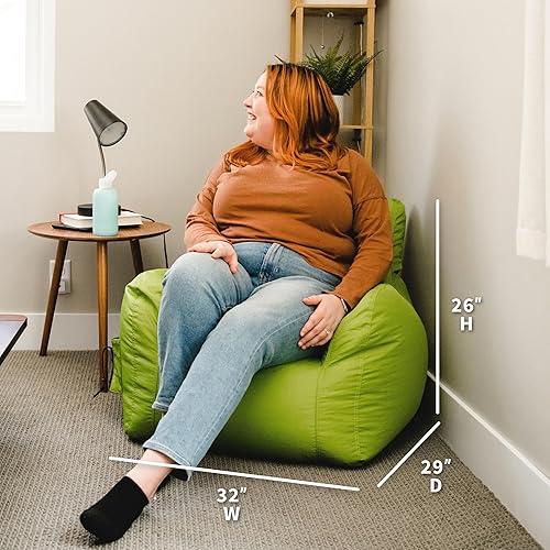 Miniatura 159 de Big Joe Roma - Puf para niños, sherpa de avena y rosa del desierto, gamuza vegana, 2 pies, ligero, recargable, asiento para niños Avena/Rosa del