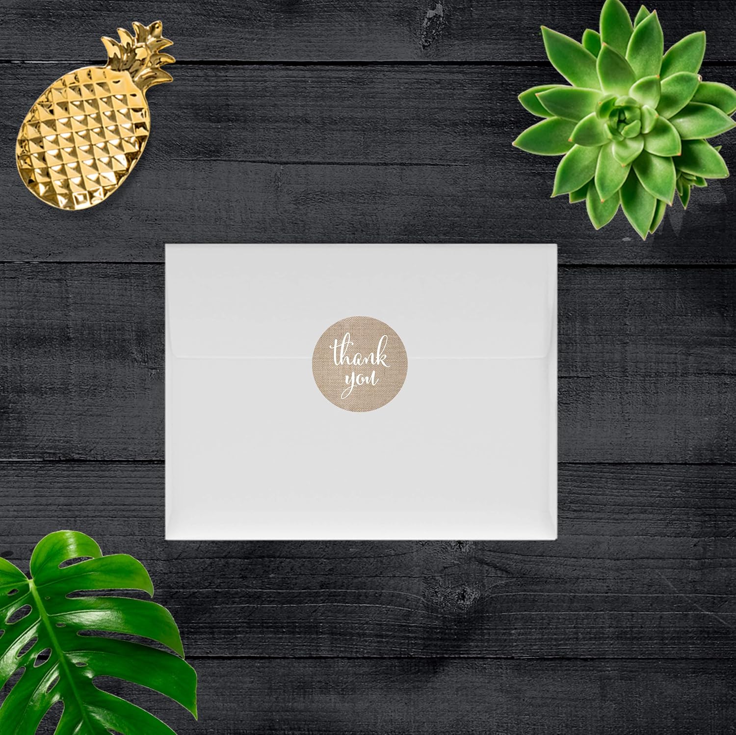 Andaz Press Chocolate Drop Labels Stickers, Thank You, Burlap Print, 216-Pack, for Wedding Birthday Party Baby Bridal Shower Kisses Party Favors Decor Envelope Seals