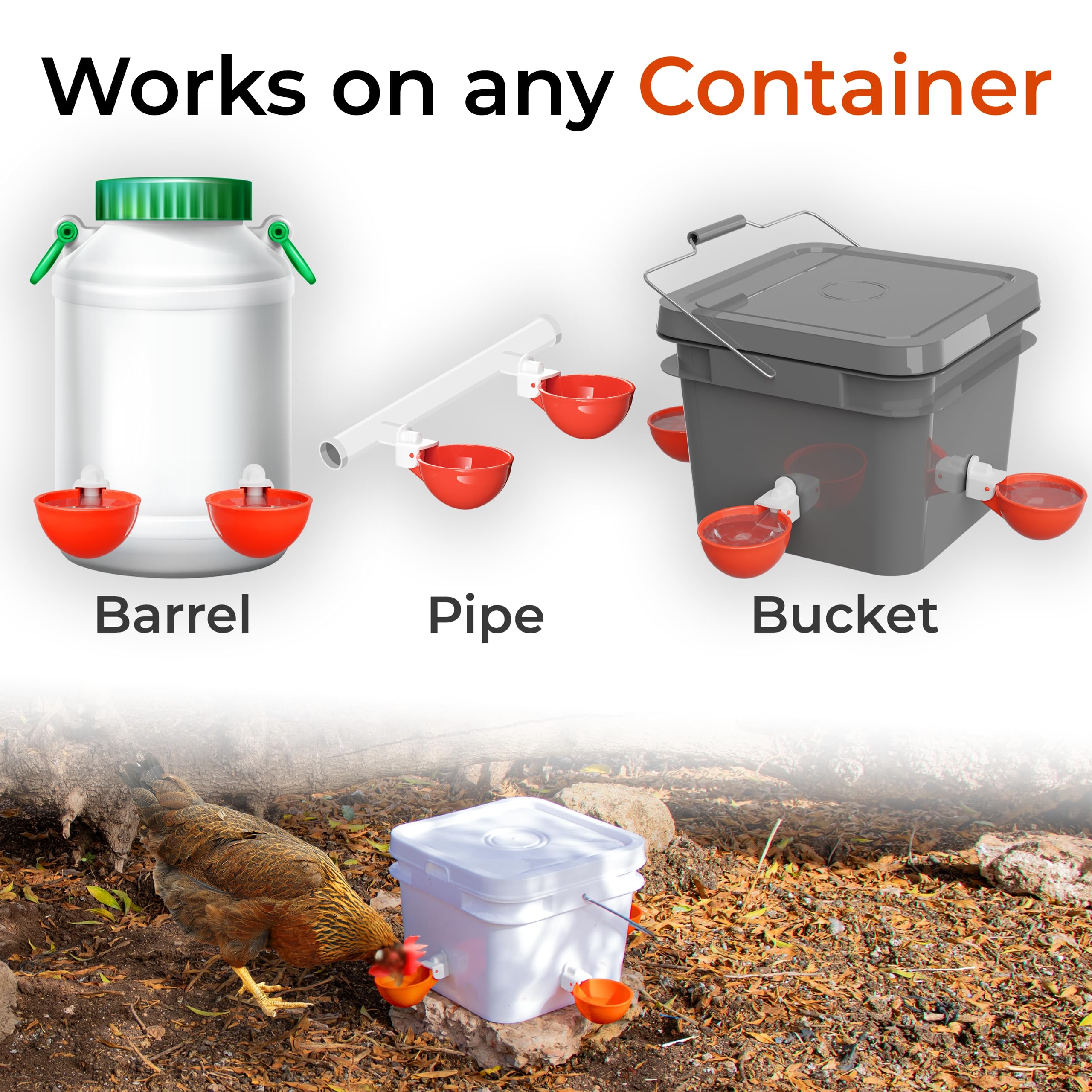 10x Hühnertränke Automatik - Selbstregulierend, Einfach An Eimer Anschließen