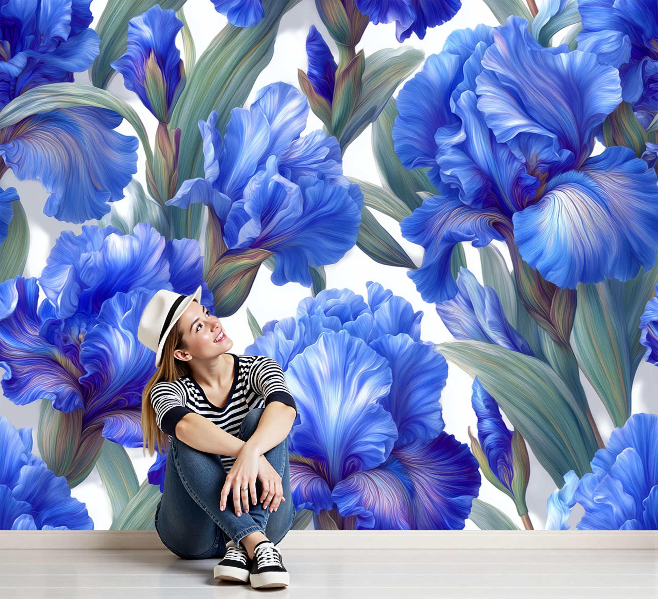 Papier peint fleurs fraîches françaises panoramique pour salon et bureau