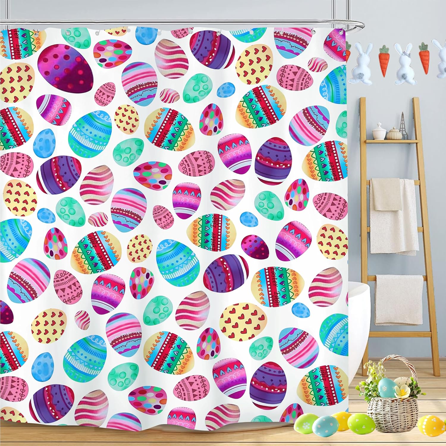 Easter Shower Curtain for Bathroom, 72x72 inch Easter