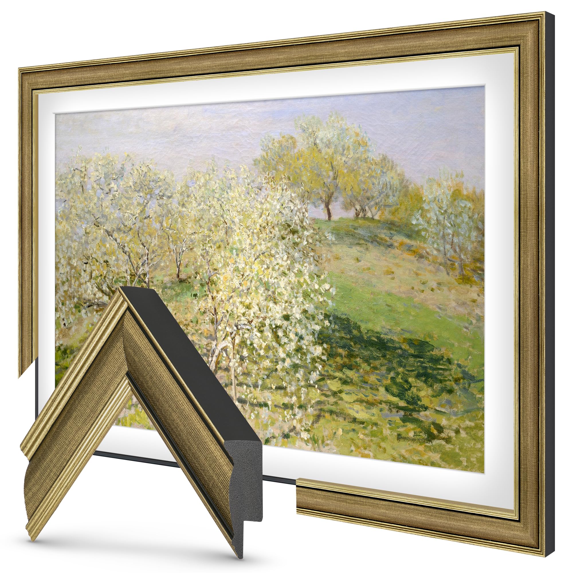 Industrial Brass 3" Color Chip Slim Deco TV Frame (32",43",50",55",65",75",85") Compatible ONLY with Samsung The Frame and Pro TVs (Fits 2021-2025, LS03A,LS03B,LS03C,LS03D,LS03FA,LS03FW)