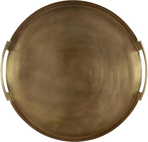 Miniatura 7 de Kate and Laurel Myo - Bandeja redonda de metal transicional, 15 x 15, color latón, bandeja de servir decorativa circular moderna con asas para