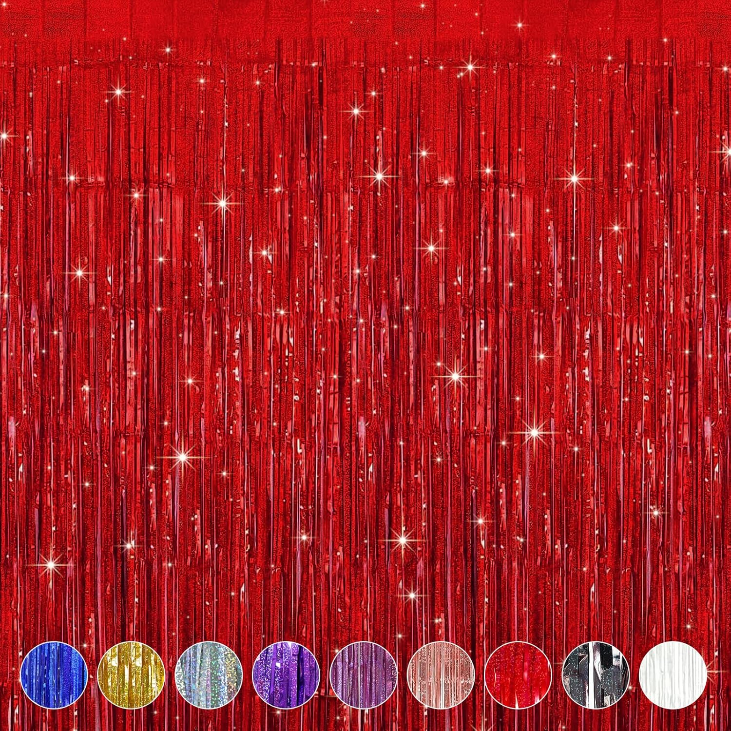 Previously used. 4 Pack Party Decorations Streamers, Red Foil Curtain Backdrop Fringe Curtain for Birthday Wedding Baby Shower Bridal Shower Graduation Holiday Celebration Party Decor