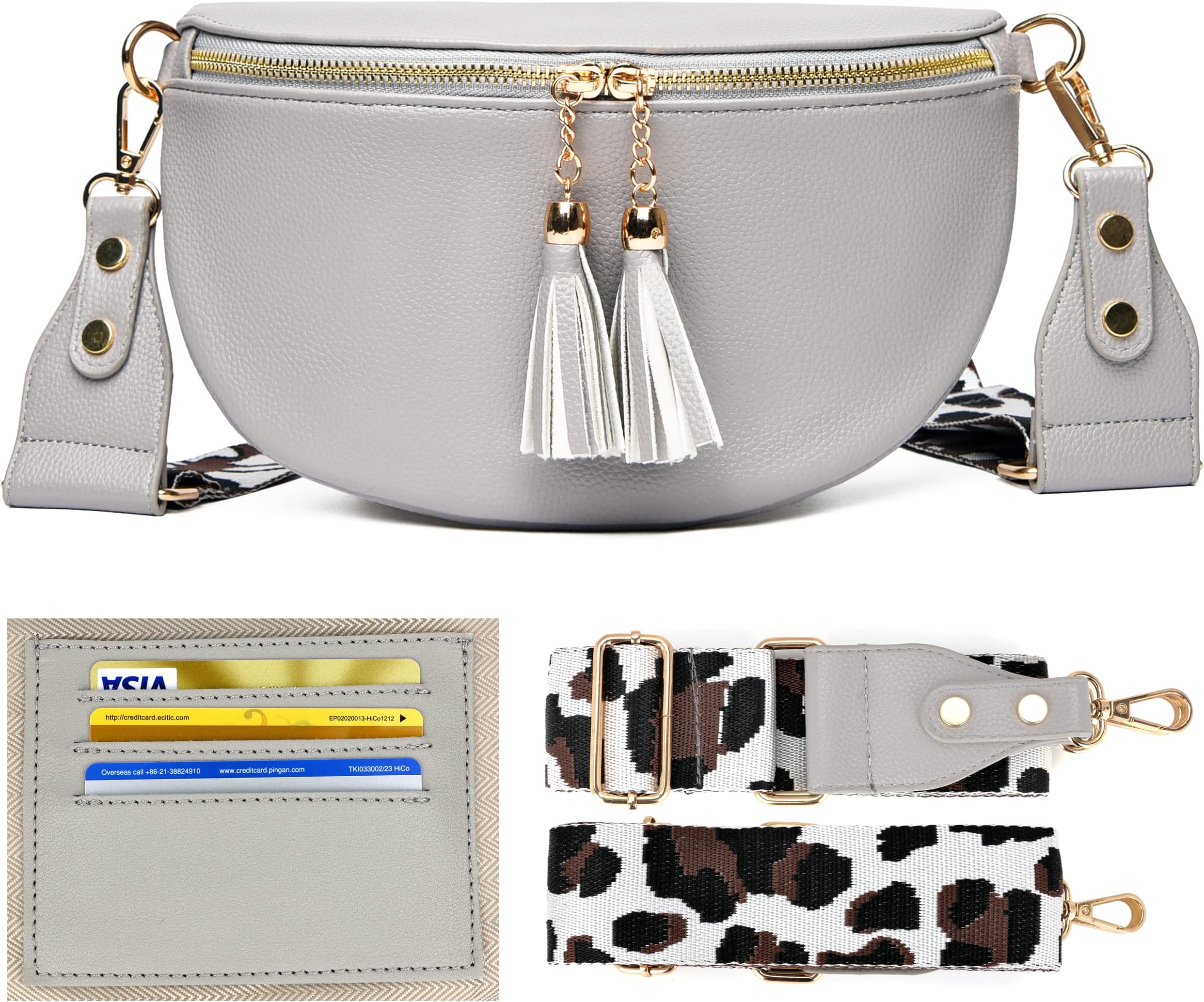 Sac gris en cuir avec bandoulière "Ava" - Cuirs Ney