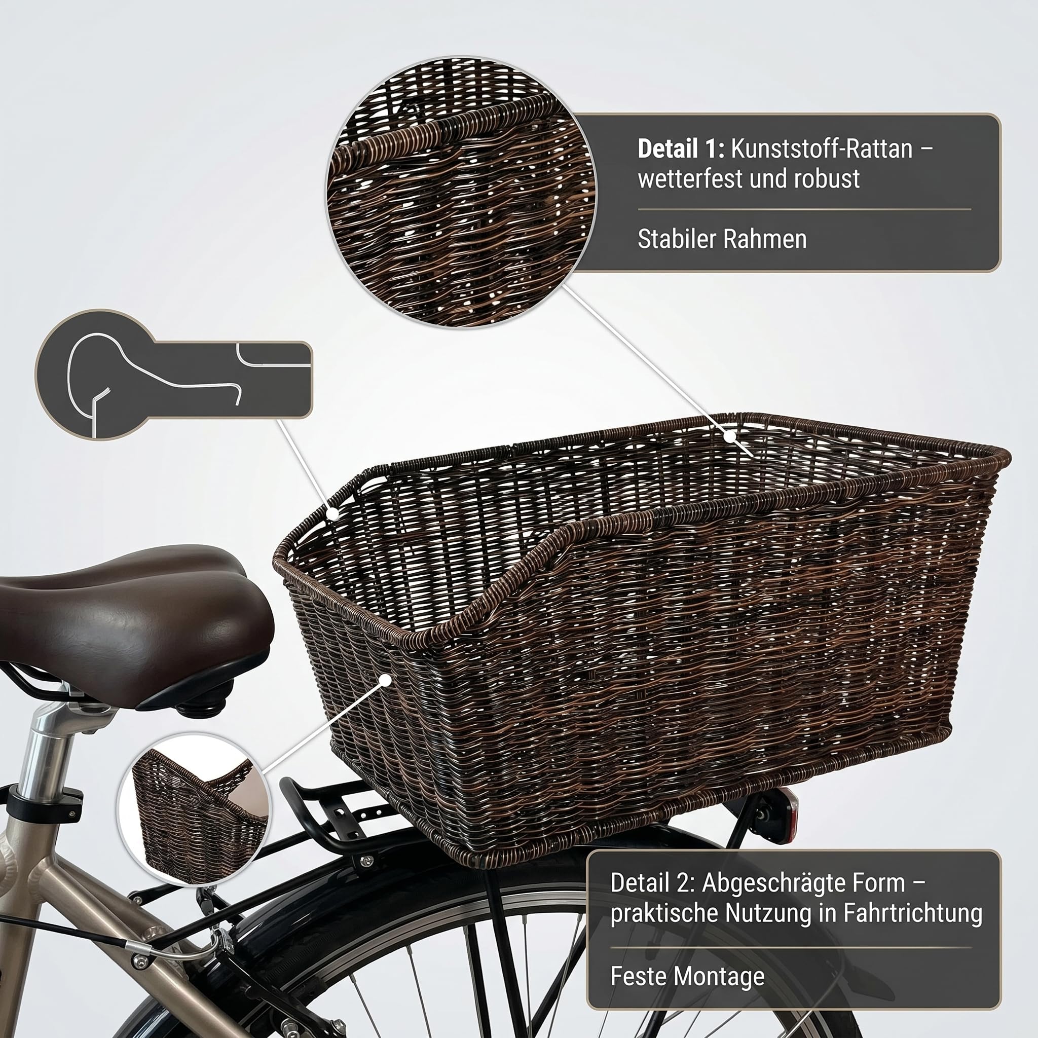 Red Loon - Cesta para bicicleta, tamaño XXL, aspecto de ratán