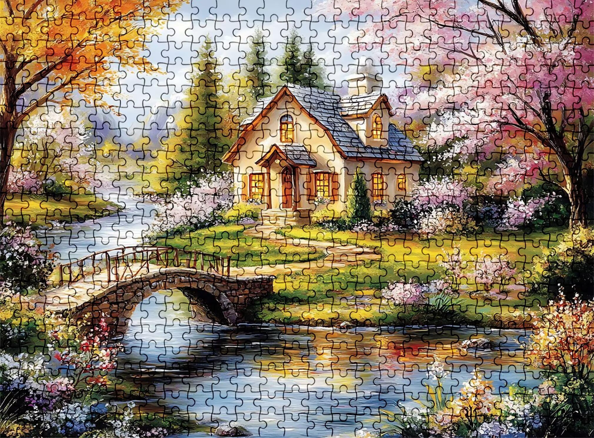 Puzzle 5000 elementów dla dorosłych, kabina krajobrazowa-3 trudne i kolorowe drewniane puzzle, duża łamigłówka 156,5 x 105,5 cm, antystresowa gra z plakatem, dekoracja ścienna do domu, prezent dla
