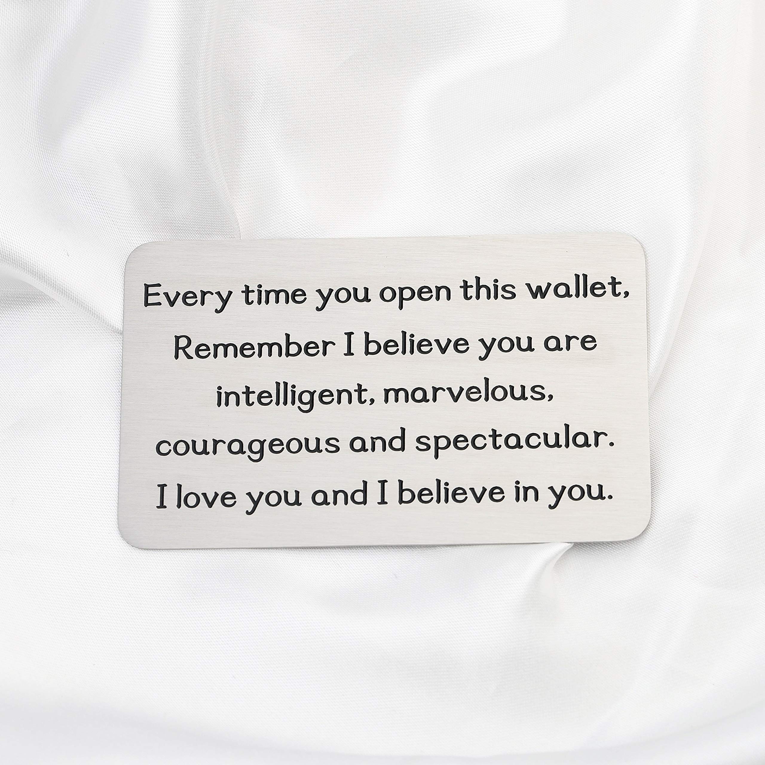 Insertino In Metallo Per Portafoglio – Inciso 'I Love You, Credi In Te' – Regalo Incoraggiamento Per Figlio/figlia – 85x55 Mm - 3